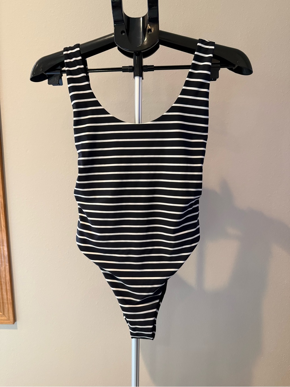 aerie Classic Black & White Striped Scoop One-Piece